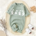 thumbnail image 2 of HNMKIU Cute Bunny Rabbit Themed Boys Romper Jumpsuit Soft Outfit Casual Wear Spring Autumn Machine Washable Bodysuit Snap Button Closure Green,1-3 Months, 2 of 4