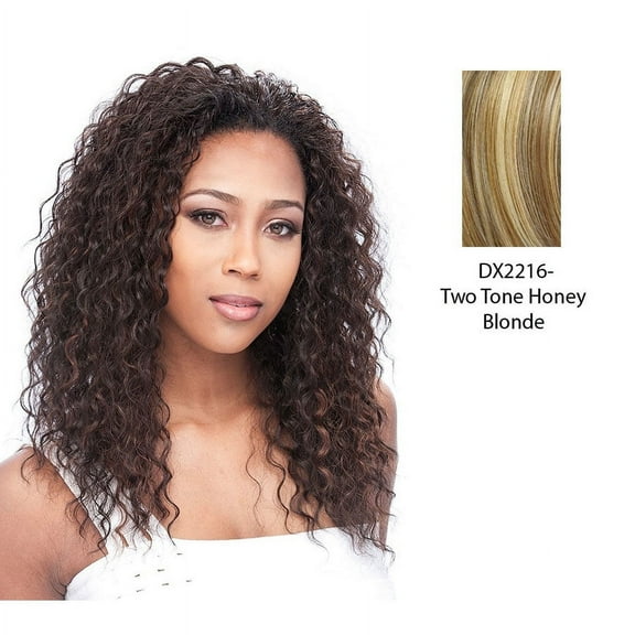 Synthetic Half Wig Care Free,Two tone frost blend of strawberry blonde layer over with honey blonde bottom