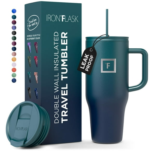 Taza aislante IRON °FLASK Copilot con pajita y tapa abatible, 950 ml