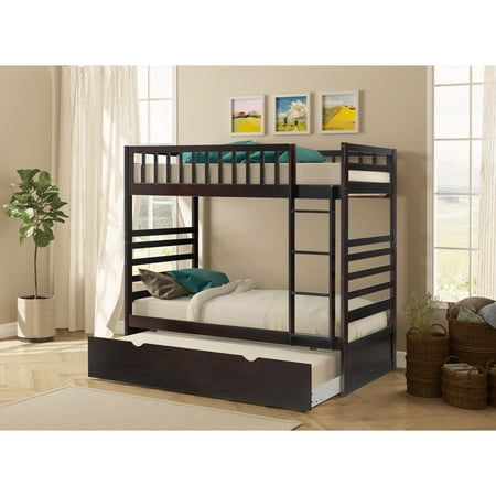 Atlantic Set Bunk Bed - Merax Wood Bunk Bed, Twin Over Twin, Multiple Finishes with Trundle