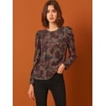 thumbnail image 4 of INSPIRE CHIC Blusa Top De Puntos Retro Colorido Manga De Soplo Cuello Redondo Para Mujer Azul Marino M, 4 of 6