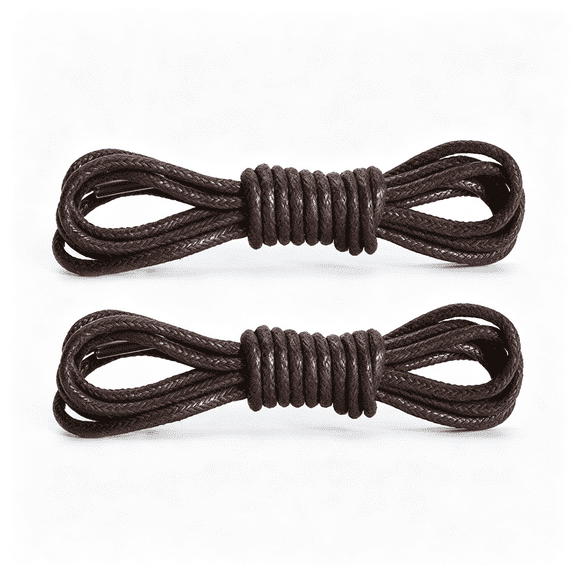 TUWAFE 2 Pairs Dress Shoe Laces Leather Waxed Oxford Business Shoe Laces Waxed Shoelaces