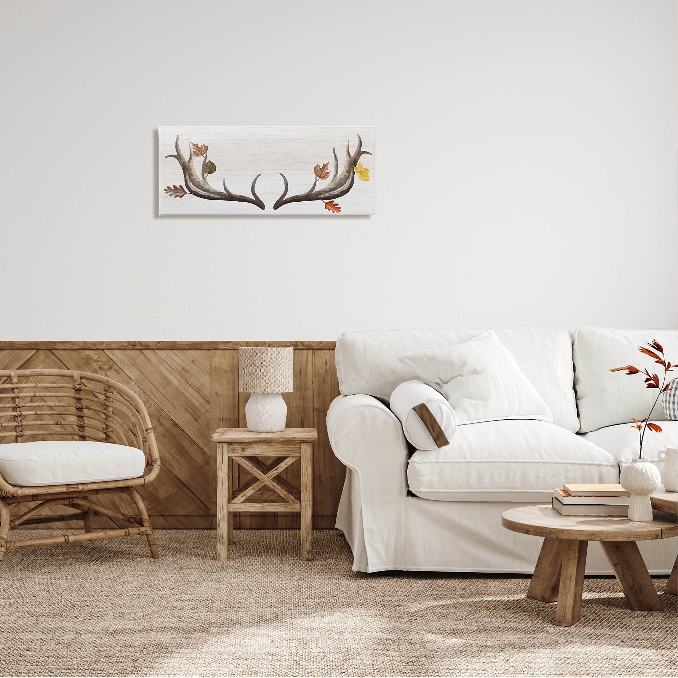 Stupell Industries Fall Leaves Woodland Antlers Graphic Art Gallery Wrapped Canvas Print Wall Art, Design by Lil' Rue