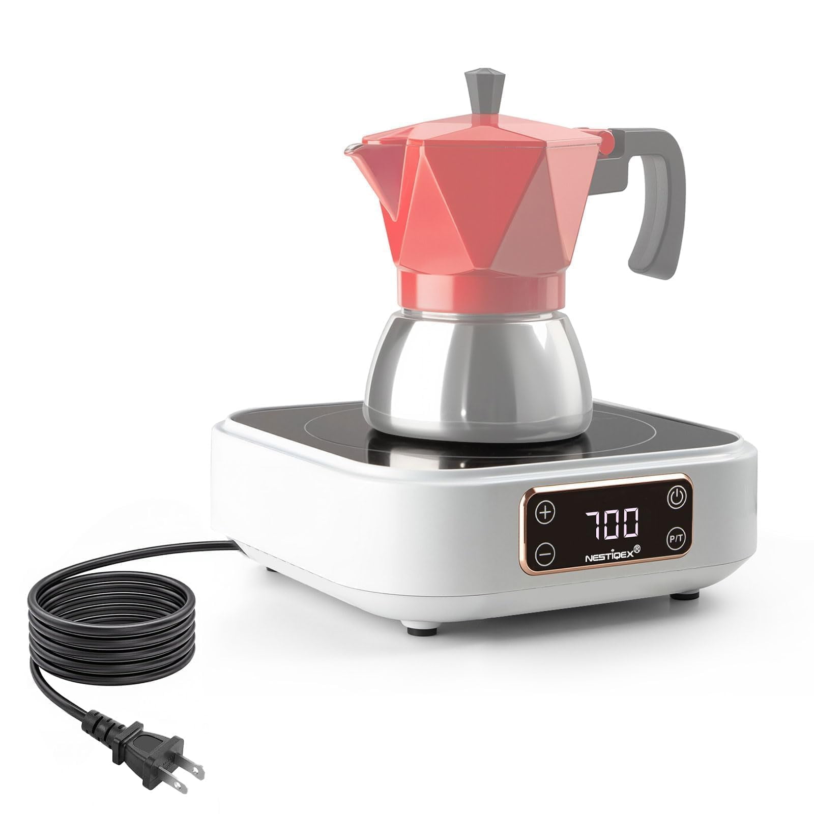 Mini Induction Cooktop 700W, 120V Portable Single Induction Burner Compact Electric Hot Plate for Small Kitchens, Travel, RV, Camping – Quick Heat for Coffee, Tea, Flameless, Easy-Clean