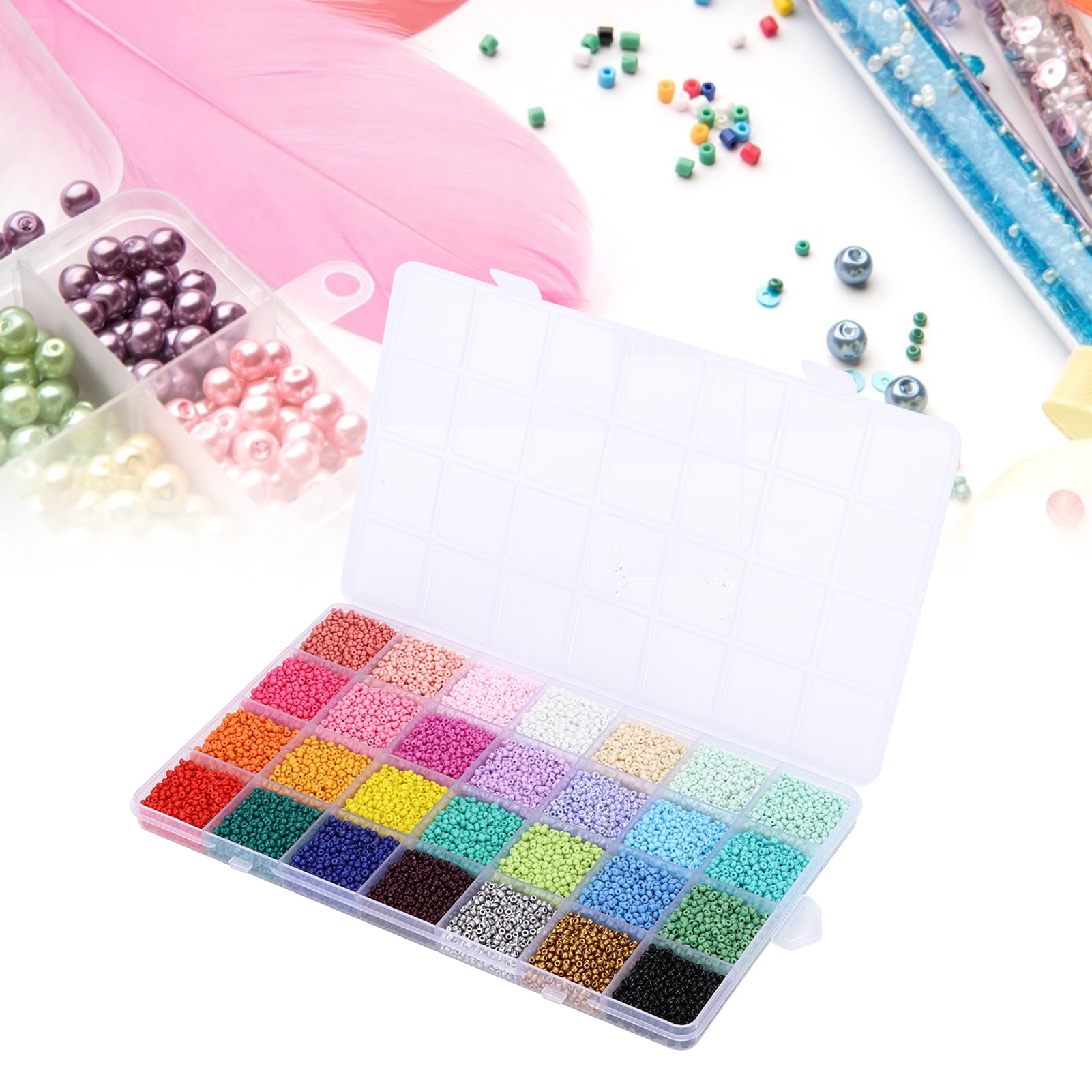 Mgaxyff Bracelet Beads,14000Pcs Bracelet Beads 28 Colors 2mm Glass Seed Beads for Jewelry Making  Art,Glass Seed Beads