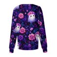 thumbnail image 3 of WTOBBY Women's Casual Long Sleeve Single Breasted Halloween Printed Nurse Uniform Top for Workwear - Comfortable Medical Apparel with Button Front Closure and Daily Use,Purple 5XL, 3 of 4