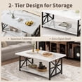 thumbnail image 5 of MIERES Marble-Effect Coffee Table, Rectangular Solid Wood Coffee Table, Living Room Center Table, Coffee Table with Storage Shelf, Suitable for Living Rooms, Offices, Apartments, WHite, 5 of 9