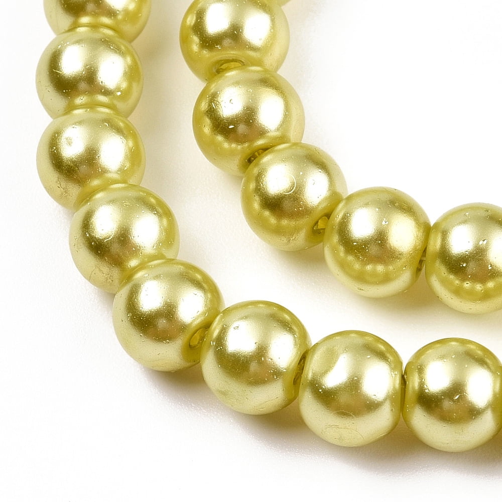 20strands Baking Painted Pearlized Glass Pearl Round Bead Strands Yellow Green 6~7mm Hole: 1mm about 135~140pcs/strand 31.4 inch