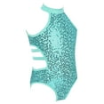 thumbnail image 2 of YONGHS Kids Girls Shiny Sequined Halter Neck Leotard Ballet Gymnastics Bodysuit 4-14 A Mint_Green 8, 2 of 7