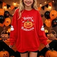 thumbnail image 4 of Cethrio Girls Halloween Sweatshirts, Graphic Pullover Long Sleeve Fleece-lined Halloween Tops Red Size 11-12 T, 4 of 6