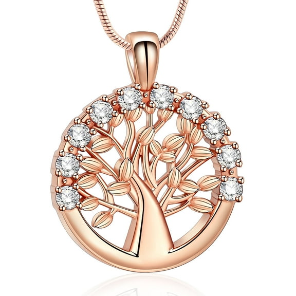 Circle Urn Necklace for Ashes Tree of Life Cremation Jewelry for Ashes Crystal Ashes Pendant for Women Men Keepsake Memorial for Jewelry