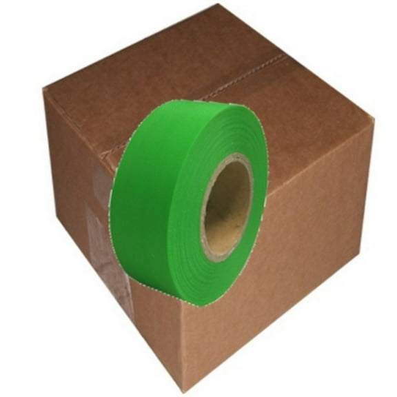 Tape Planet Fluorescent Green Flagging Tape 1 3/16" x 150 ft Roll Non-Adhesive (12 Roll/Case)