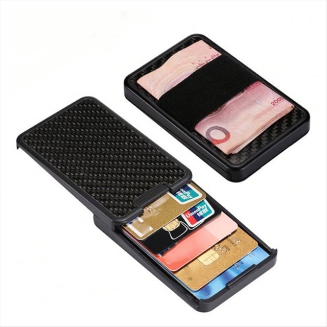 Tarjetero RFID para Hombre, Billetera Sencilla de Fibra de Carbono, Ideal para Tarjetas de Crédito, Tarjetas de Identificación Bancarias y Comerciales.