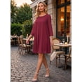 thumbnail image 4 of DARING DIVA Women's Chiffon 3/4 Sleeve Flowy Wedding Guest Dress XL Wine Red, 4 of 6