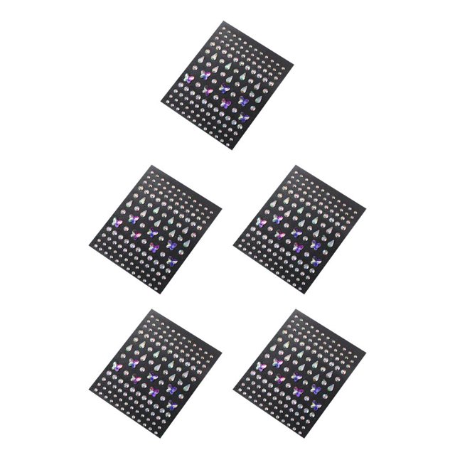 Justharion Eye Face Rhinestone Self Adhesive Stickers Geometric Beads Glitter Temporary Makeup Jewelry DIY Art Decorations Costume Type 2 5Set
