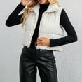 thumbnail image 5 of Baberdicy Puffer Vest Women's Standing Collar Vest Warm Slim Zipper Loose Sleeveless Jacket Womens Vest White, 5 of 8
