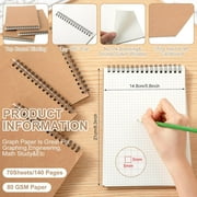 TRAHOO-Graph Paper Spiral Notepad A5 Top Wirebound Notepad Grid Notebook Steno Pads Memo Notepads Grid Paper 140 Pages for Writing Sketching Drawing Office Supplies(Kraft,1 Pack)