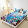 thumbnail image 4 of Manfei Cartoon Ocean Octopus Bed Sheets for Kids, Sea Turtle Jellyfish King Sheets, Kawaii Marine Sealife Sheet Set, Breathable Home Decor, 4-Piece, 4 of 7