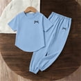 thumbnail image 4 of WRKEKC Girls Athletic Sets Printed Round Neck Short Sleeve T Shirt and Pocket Long Pants Set for 5-14 Years, 4 of 7