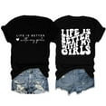 thumbnail image 2 of XIAQUJ Mama Gift Women's T Shirt Life Is Better with My Girls Mom Tee Fashion Short Sleeve Shirt Casual Mother Tees Womens T-Shirts 2024 Black L, 2 of 3