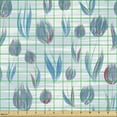 thumbnail image 2 of Ambesonne Floral Fabric by the Yard Upholstery, Painting Effect Tulips, 1 Yard, Blue, 2 of 5