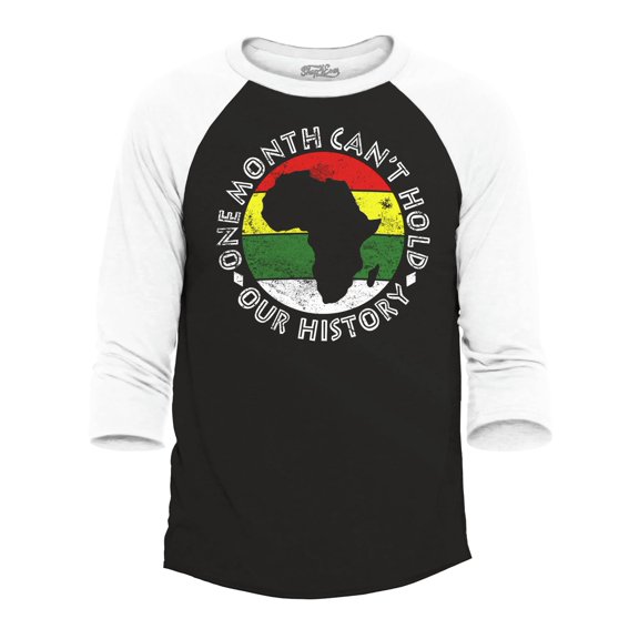Shop4Ever Men's One Month Can't Hold Our History Raglan Baseball Shirt Medium Black/White