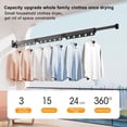 thumbnail image 2 of Veeki Clothes Drying Rack, Wall Mounted Clothes Rack Space Saver, Aluminum Clothing Rack with 15 Hanging Holes, Retractable & Collapsible (Tri-Fold) for Balcony, Laundry, Bathroom, Dark Grey-0518, 2 of 5