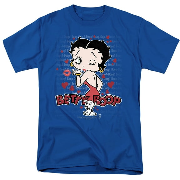 Betty Boop Classic Kiss Unisex Adult T Shirt, Royal, 2X-Large