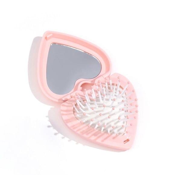 Mini peine plegable para el cabello, Mini cepillo para el cabello para bolso, cepillo para el cabello plegable de viaje, Mini cepillo con espejo de bolsillo en forma de corazón, cepillos para el cabel