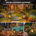 thumbnail image 6 of 2 Pack Solar Lantern Outdoor Lights, Hanging Solar Lanterns Outdoor Waterproof, Lanterns Decorative Outdoor LED Flickering Flameless Candle Mission Lights for Yard Table Garden (Black), 6 of 10