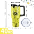 thumbnail image 2 of Bee Gifts 40 Oz Tumbler with Handle and Lid Straw, Yellow Bee Happy Stainless Steel Double Walled Vacuum Insulated Cup, Animal Lover Birthday Gifts for Women Girls, 2 of 6