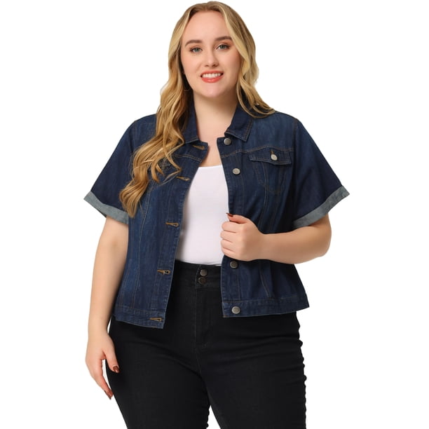 Chaquede mezclilde talgrande pamujer Chaquetas de mancorcon botones de trabajo en parte delanteAzul Oscuro XXL
