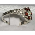 thumbnail image 3 of LBG 10k White Gold Real Genuine Opal & Garnet Womens Vintage Daisy Engagement Ring - Size 6, 3 of 4