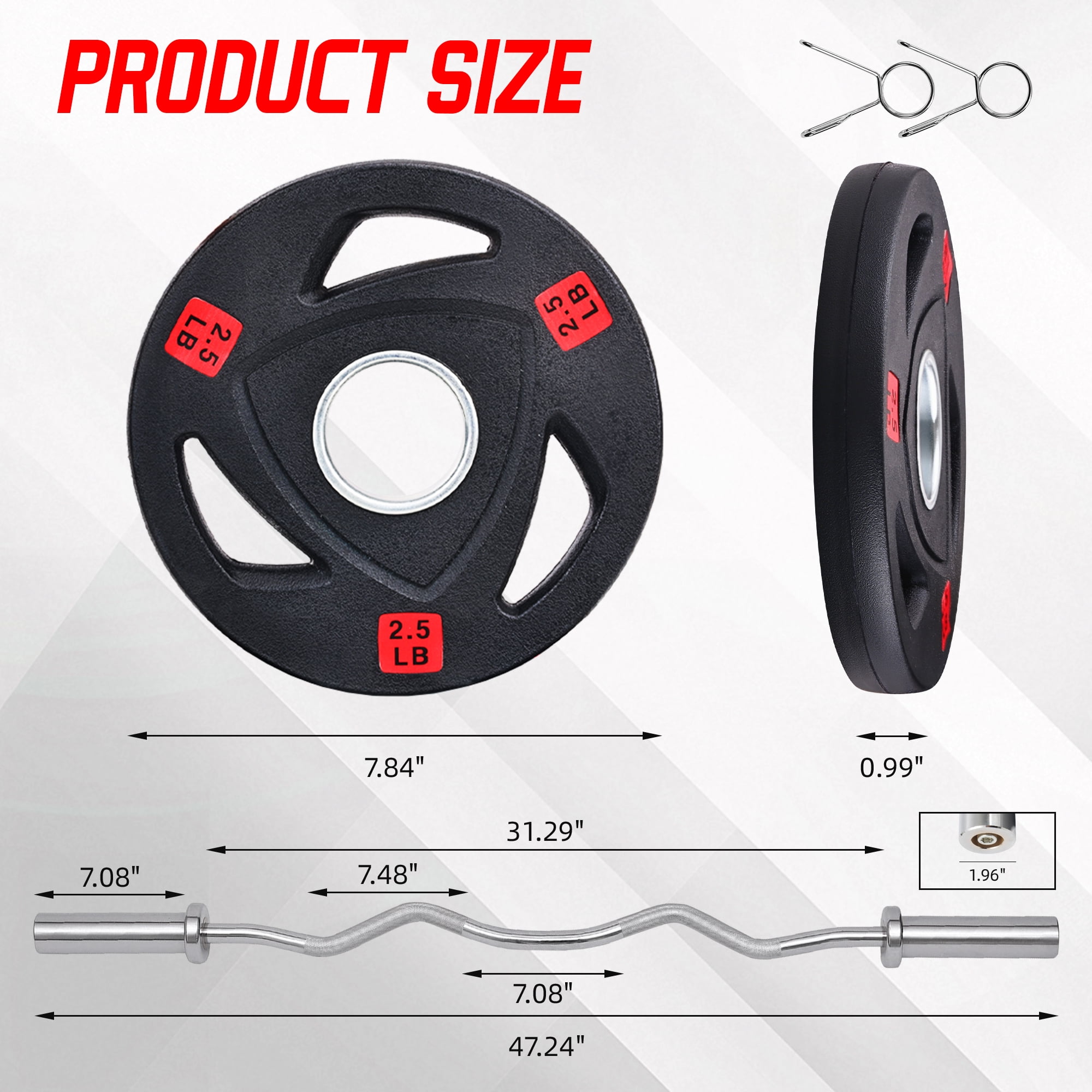 FlexWave 2-Inch Olympic Cast Iron Weight Plates，Multiple Sizes & Set Options, for Strength Training & Weightlifting