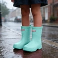 thumbnail image 2 of FINALGANG Toddler Kids Boys Girls Waterproof Rain Boots Solid Color Lightweight Grippy Sole Boots For Outdoor Playing Rainy Day Activities Green 5-5.5 Years, 2 of 4