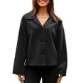 thumbnail image 2 of Women Cropped Button Blazer Short Casual Bomber Wool Blend Jacket Pea Coat Fall Outerwear with Pockets, 2 of 7