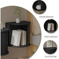 thumbnail image 4 of Pusnapku Floating Nightstand Set of 2, 16.5" Fluted Wall Mounted Bedside Shelf with Storage and Sliding Door, Wooden Curved Side Table for Bedroom, 4 of 9