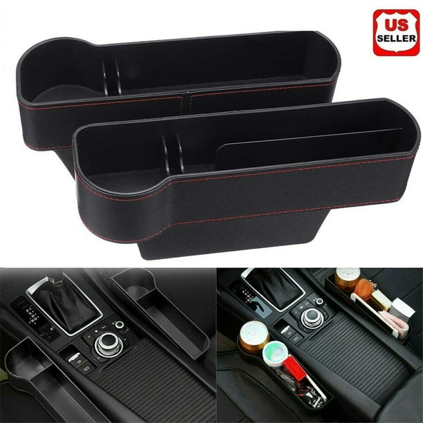 1pc Plastic Catcher Box Caddy Car Seat Gap Filler Pocket Storage Organizer Beige