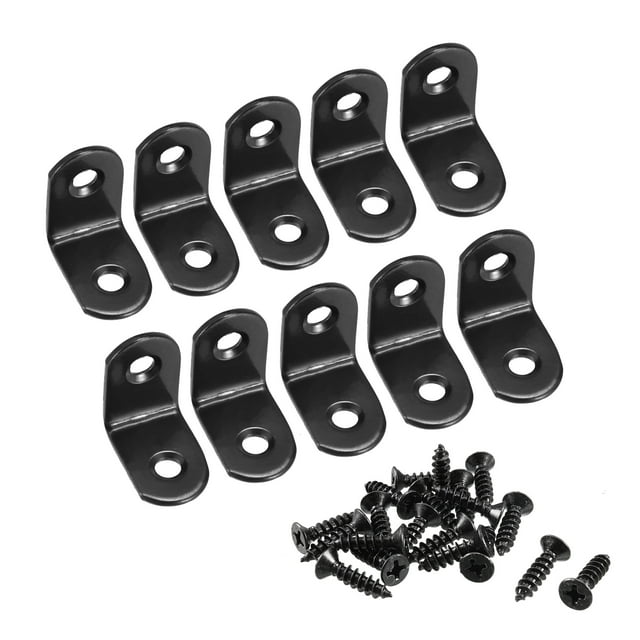 Unique Bargains Équerre d'Angle Noire en Forme de L 25mmx25mmx16mm Lot de 10