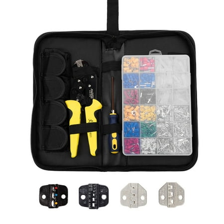 

Wire Terminals Crimping Tool Interchangeable Jaw Insulated Ratcheting Crimper Kit with 850PCS 0.5-6.0mm² Insulated Terminals Bag Packing