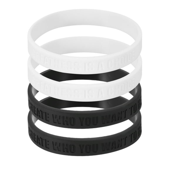 Uxcell 4Pcs Greatness Is A Choice Motivational Wristbands, Personalized Bands with Text Silicone Wristbands Custom Rubber Bracelets for Fitness Workouts Exercise, Black/White