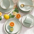 thumbnail image 2 of Famiware Jupiter Dinnerware Set, Plates and Bowls Dish Sets for 4 (12 Pieces), Microwave and Dishwasher  Stoneware Speckled Tableware, Chip and Scratch Resistant, Light Green, 2 of 5