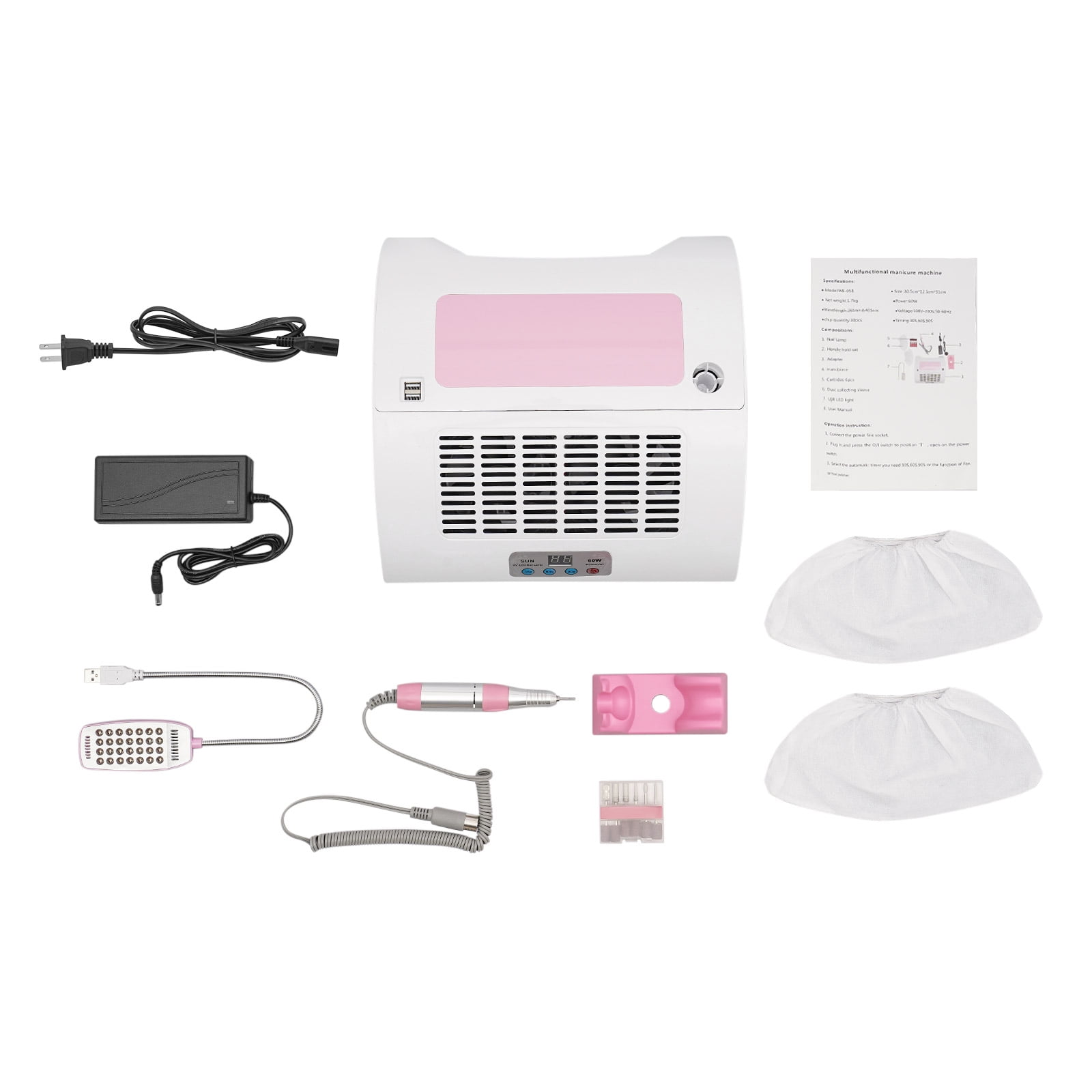 5 In 1 Nail Lamp With Dust Collector, UV/LED Light & Custom Timing