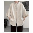 thumbnail image 4 of 2025 New Chinese Style Men's Linen Short Sleeve Shirt, 4 of 5