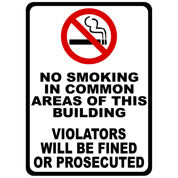 No Smoking in Common Areas of Building Sign.