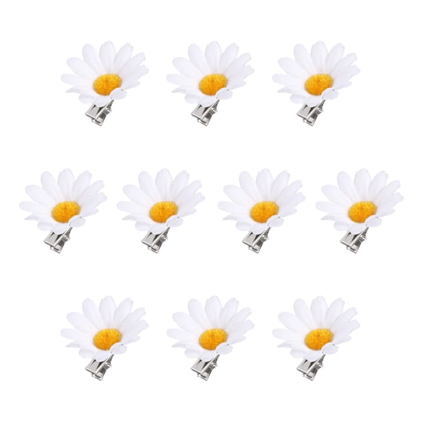 Lurrose - 10 pinzas para el pelo con diseño de margaritas y girasoles para damas y niñas (blanco)