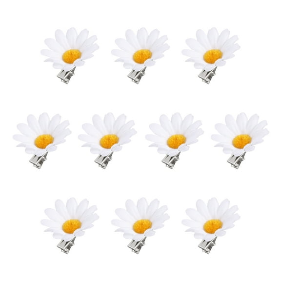 Raindrops 10pcs Daisy Hair Clips Barrettes for Ladies and Girls White