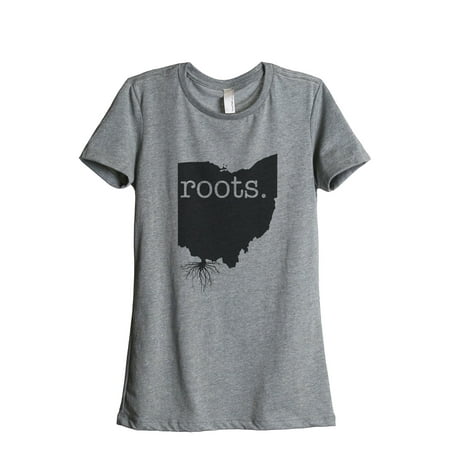 Ohio State University Top - Thread Tank Home Roots State Ohio OH Women's Relaxed Crewneck T-Shirt Tee Heather Grey Small