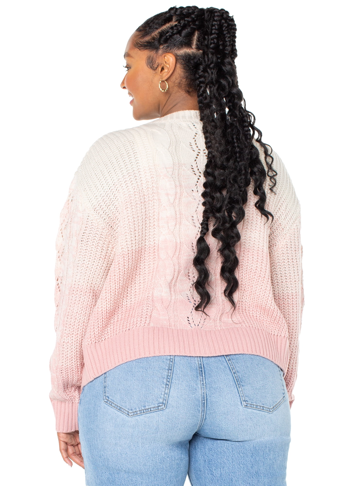Celebrity Pink Women’s and Women’s Plus Ombre Cardigan Sweater, Sizes XS-4X