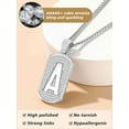 thumbnail image 5 of FindChic Dog Tag Initial V Pendant for Women Men, Platinum Plated Cubic Zirconia Necklaces Birthday Anniversary Jewelry Gifts for Him Husband, 5 of 8